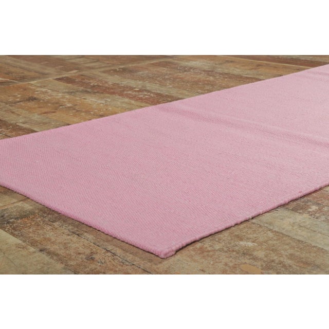 Swedish Inspired Pink Kilim Rug Runner - 03'01 X 11'10 For Sale In Dallas - Image 6 of 9