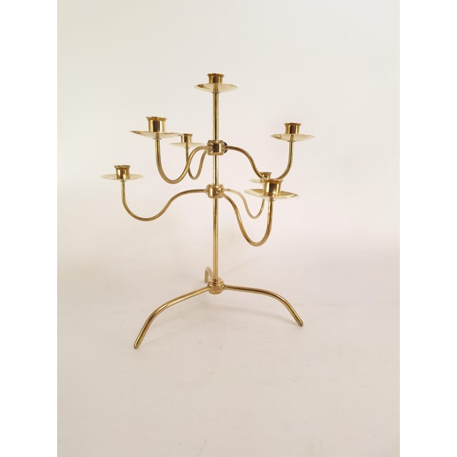 Gold Mid-Century Modern Swedish Brass Candelabra, 1950s For Sale - Image 8 of 10