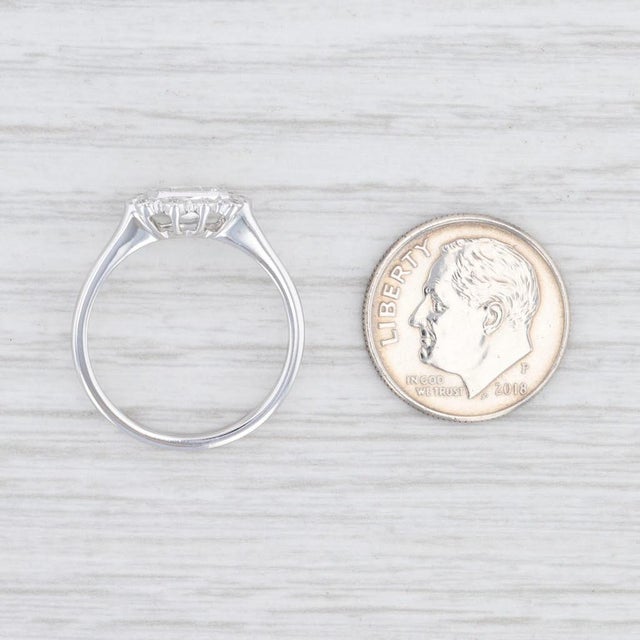 New Beverley K 0.84ctw Sapphire Diamond Halo Ring 18k White Gold Size 6.75 For Sale In Greensboro - Image 6 of 7