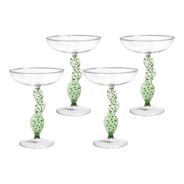 Climbing Cacti Cactus Tequila Cocktail Glasses, Set of 4- Cactus Green For Sale