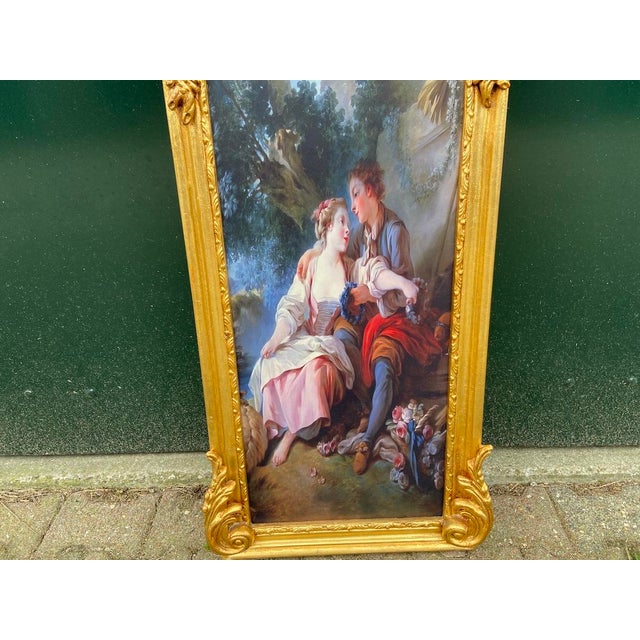 1970s French Louis XVI Gold Beech Fabric Frames 2pc For Sale - Image 17 of 18