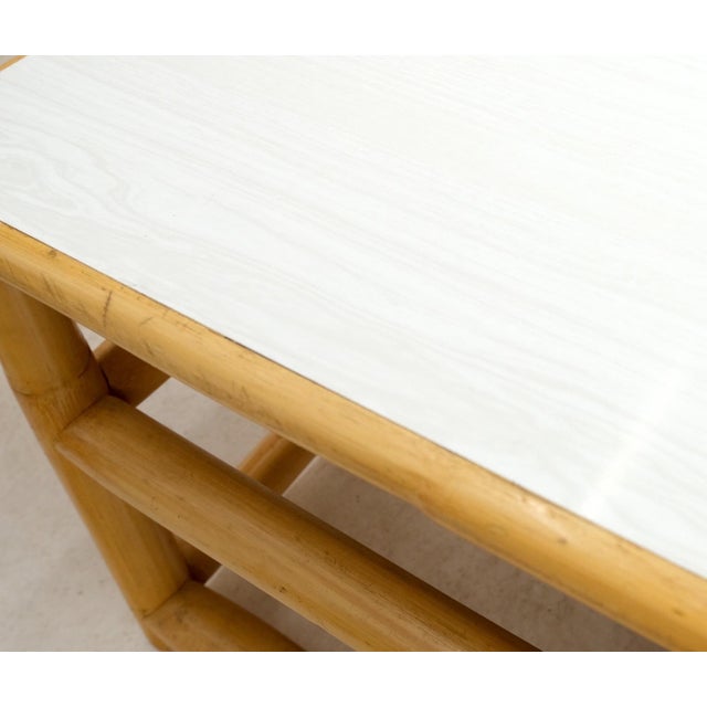 Hi-Lo Convertible Reed Coffee Dinette Game Table w/ Nesting Benches Stools Chair For Sale - Image 14 of 17