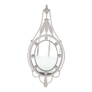 Painted Iron Rosette Mirror For Sale