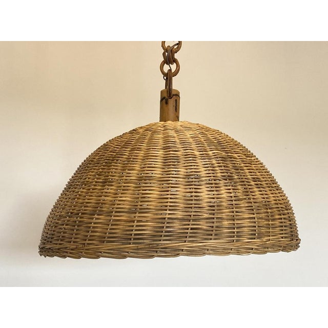 Bamboo & Wicker Chandeliers, 1970s, Set of 7 For Sale - Image 15 of 16