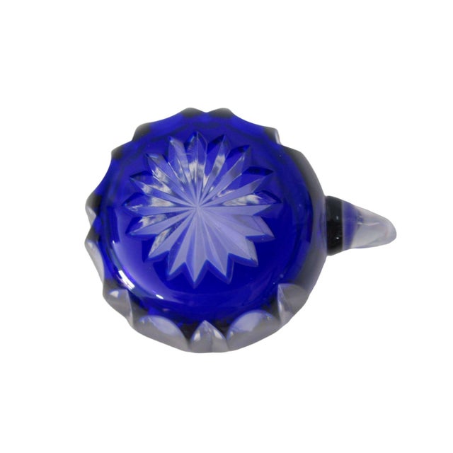 Blue Vintage Nachtmann Traube Cobalt Blue Cut to Clear Punch Cup Grape Design Euc For Sale - Image 8 of 12