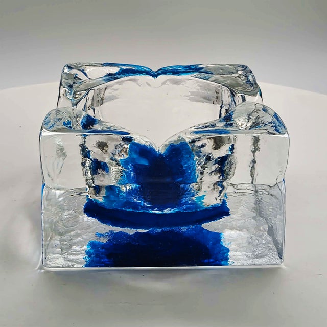 Square Ashtray in Hand-Worked Murano Glass with Ice Cube Effect, 1970s For Sale - Image 4 of 9