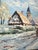 Wood David Crespi Impressionst Winter Landscape Signed Oil on Canvas For Sale - Image 7 of 7