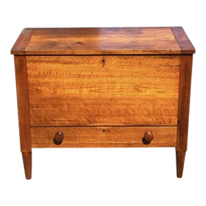 Antique Federal Period Southern Figured Walnut Sugar Chest With Single Drawer