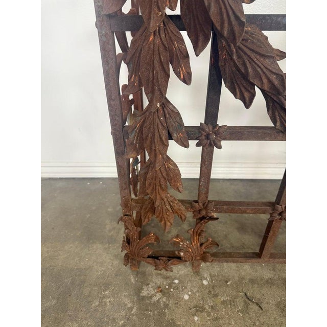 Monumental Hand-Wrought Iron Console With Stone Medallion and Classical Garlands For Sale - Image 12 of 17