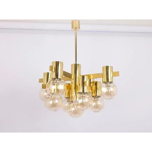 1960s Large German Brass Chandelier, 1960s For Sale - Image 5 of 13