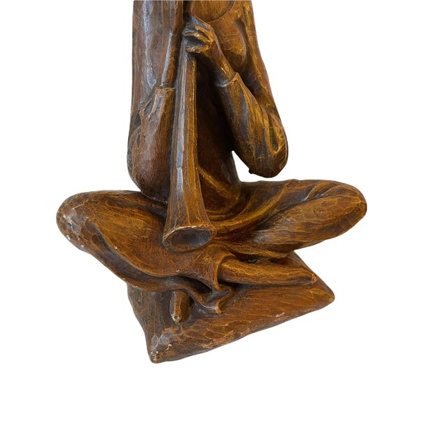Ceramic Mid Century Sculptured Ceramic Composite Woman Playing Flute For Sale - Image 7 of 10