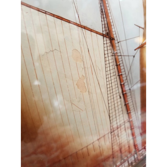 Chinese 1960s Nautical Reverse Painting on Glass For Sale - Image 3 of 12