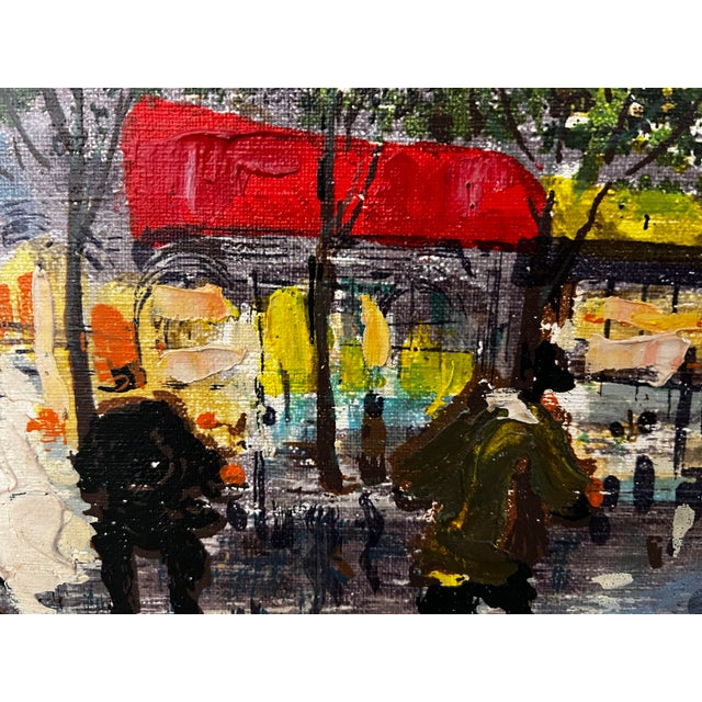Mid 20th Century Post Impressionist Oil on Canvas Painting of Paris Streets With Arc De Triomphe in the Style of Antoine Blanchard, Unsigned, Framed For Sale In Washington DC - Image 6 of 12