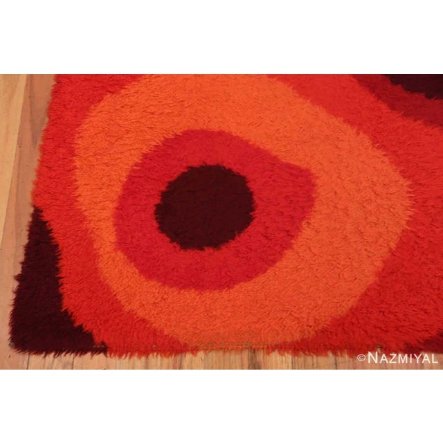 Mid-Century Modern Nazmiyal Collection Red Vintage Scandinavian Swedish Rya Shag Rug For Sale - Image 3 of 6