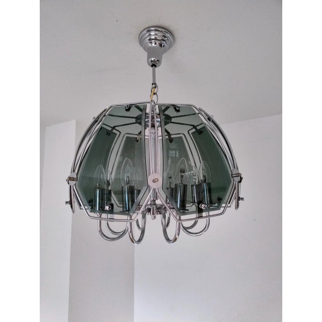 Mid-Century Modern Chrome and Smoked Glass Chandelier, Emi Poljcane/ 1970s For Sale - Image 4 of 11