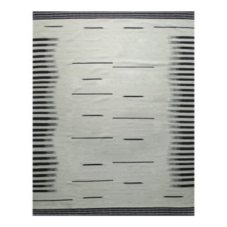 9x12 Sloane Majestic Gray Minimalist Kilim Geometric Modern Flatweave Wool Rug For Sale