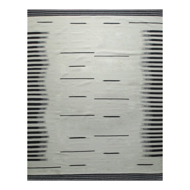 9x12 Sloane Majestic Gray Minimalist Kilim Geometric Modern Flatweave Wool Rug For Sale