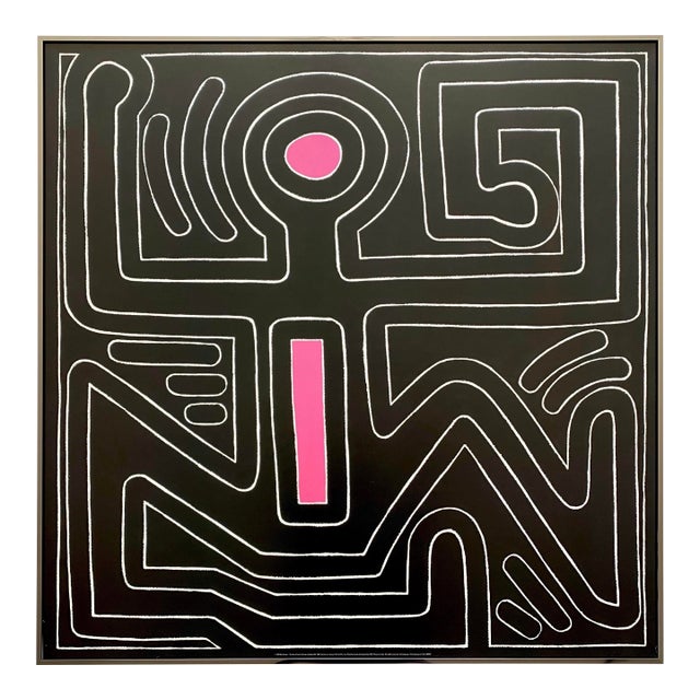 Keith Haring Estate Vintage 1999 Lithograph Print Framed Large Pop Art Poster " Untitled #8 " 1988 For Sale