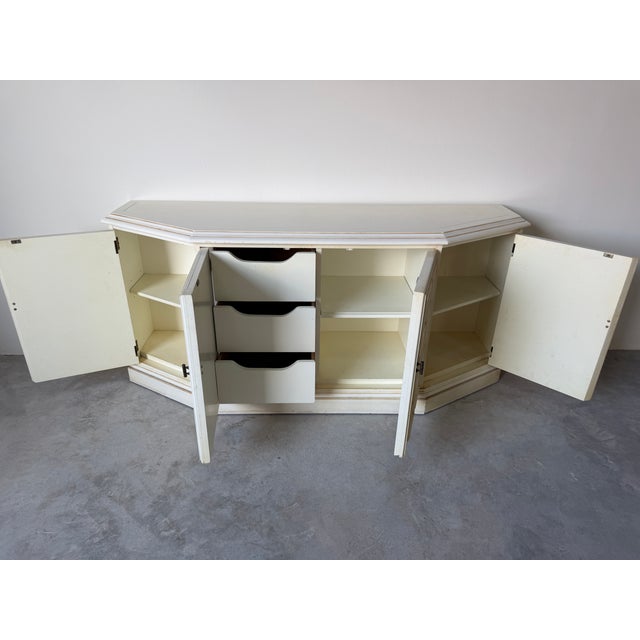 Mid-Century Modern Mid Century Drexel Esperanto Buffet Credenza With Geometric Paneled Doors For Sale - Image 3 of 17