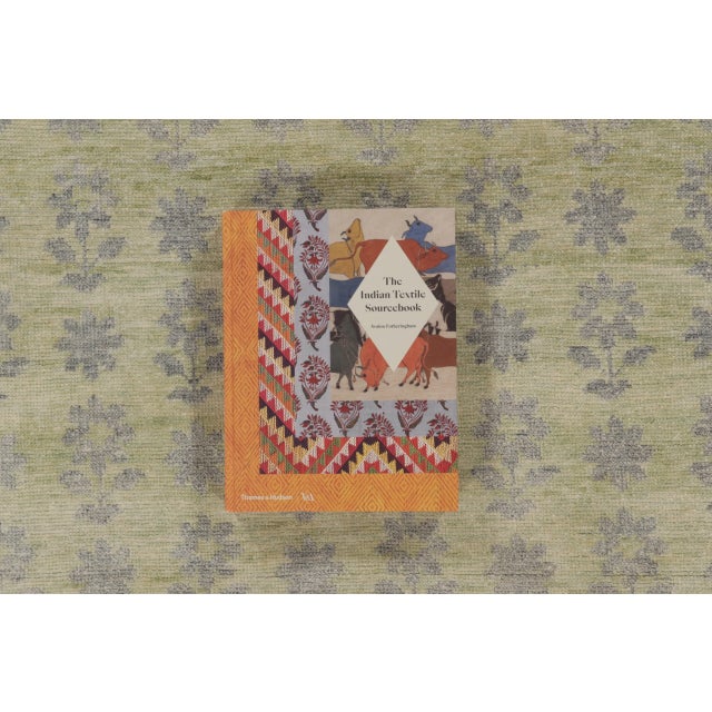 Rug & Kilim’s Block Print Rug with Gray, Chartreuse and Ochre Floral Patterns For Sale - Image 10 of 10