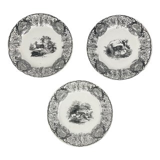 Antique U&C Plates from Sarreguemines, 1850, Set of 3 For Sale