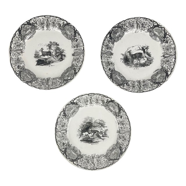 Antique U&C Plates from Sarreguemines, 1850, Set of 3 For Sale