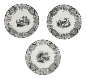 Antique U&C Plates from Sarreguemines, 1850, Set of 3