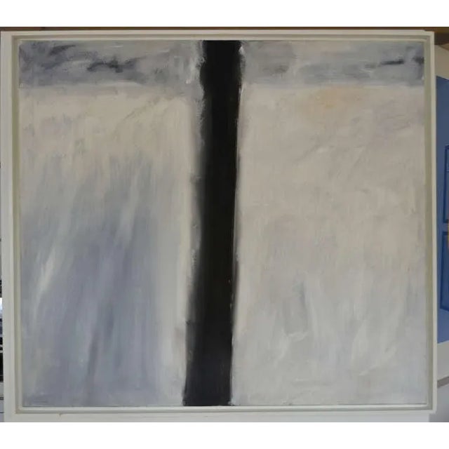 A subtle abstract from Rossiter. Line & Space is an oil on canvas working of a popular theme. Image 36" x 38"