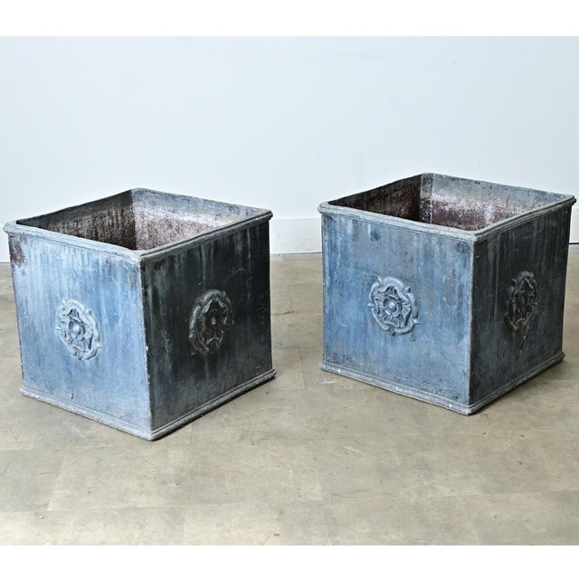 Pair of English 19th Century Solid Lead Box Planters For Sale In Baton Rouge - Image 6 of 12