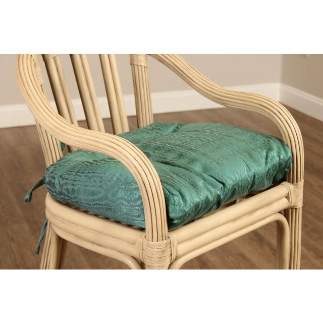 Late 20th Century Hollywood Regency Style Pair of Rattan Bar Stools For Sale - Image 5 of 12