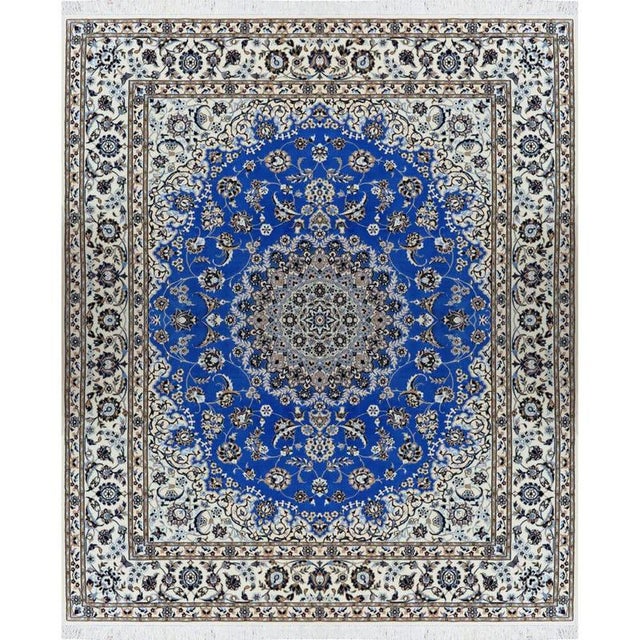 Hand-Knotted Wool and Silk Nain Rug For Sale - Image 5 of 5