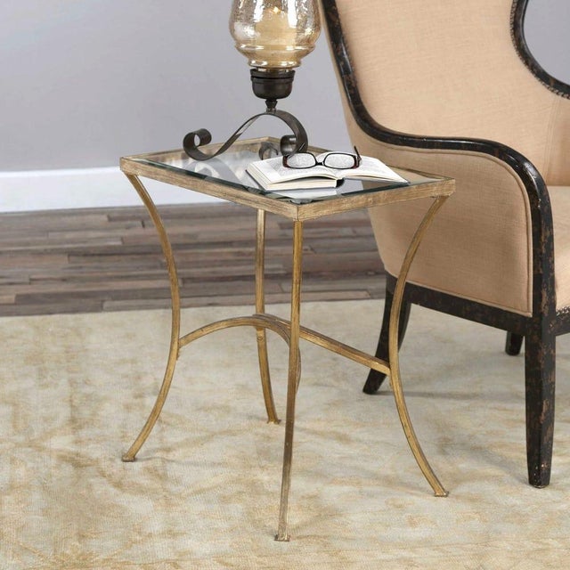 Contemporary Gold Leaf Elegant Side Table For Sale - Image 3 of 4