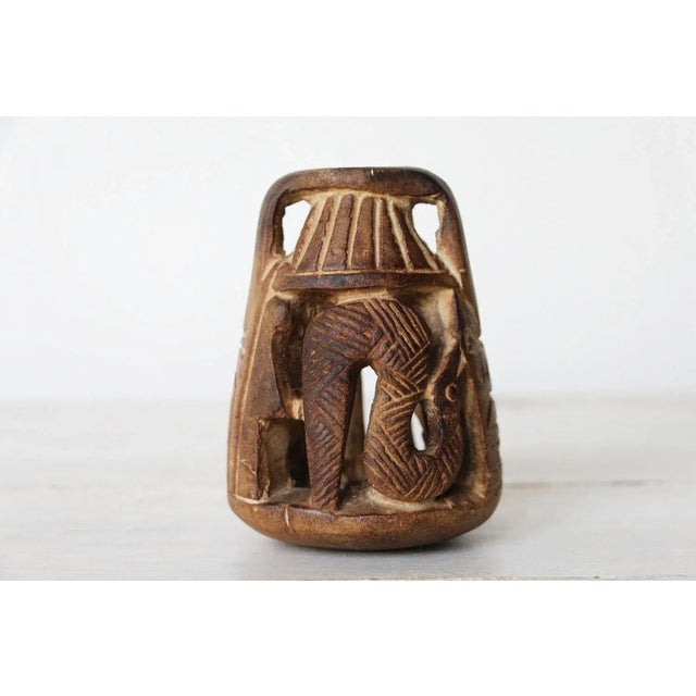 Brown 1960s African Vase Depicting a Snake and a Bird For Sale - Image 8 of 8