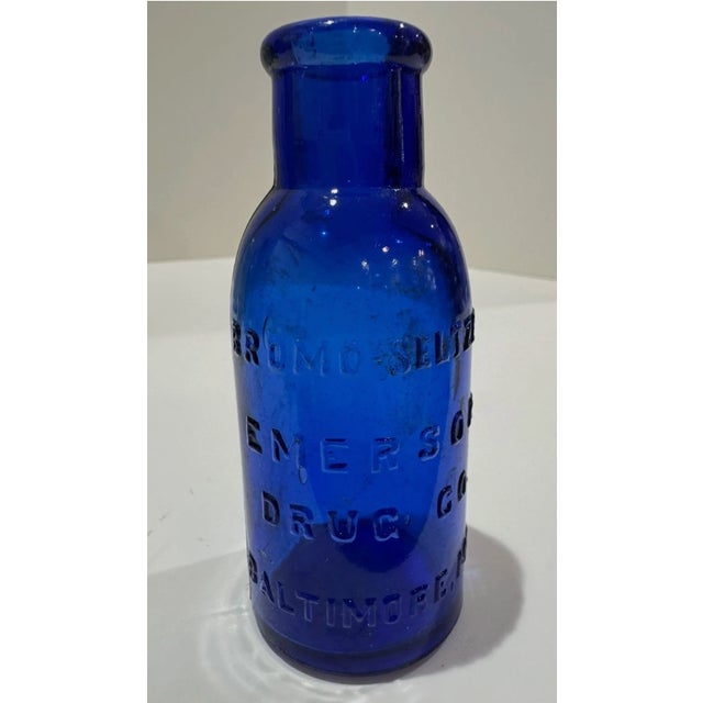 Glass Antique Apothecary Bottle Lot Cobalt Blue Aqua Clear Drugstore Pharmacy Bottles For Sale - Image 7 of 13