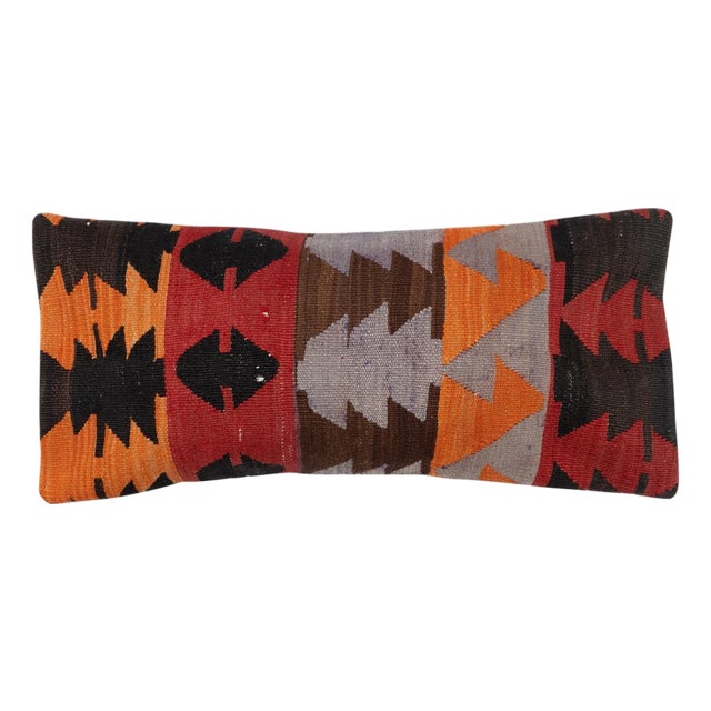 12"x28" Vintage Kilim Cushion Cover. Lumbar Pillow Cover. Throw Pillow Cover For Sale