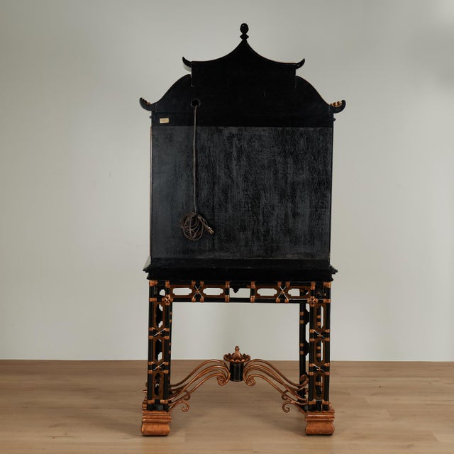 Vintage Chinese Chippendale Style Pagoda Glass Front Cabinet on Stand by Maitland Smith For Sale - Image 17 of 18