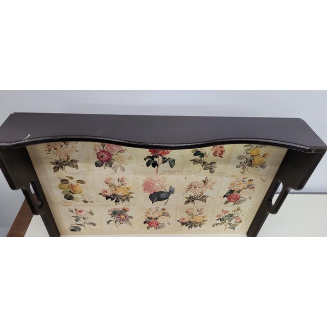 1920 Botanical Wood Butler Serving Tray Large Floral English Country Decor For Sale - Image 11 of 13