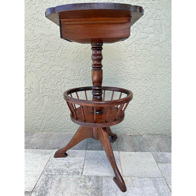 Vintage 20th Century Tri-Leg With Basket Wood Accent Table For Sale In Orlando - Image 6 of 10