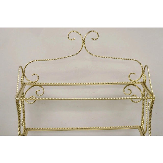 Hollywood Regency Mid 20th Century Italian Hollywood Regency Iron Rope Tassel Silver Gold 5 Tier Etagere Bookcase For Sale - Image 3 of 12