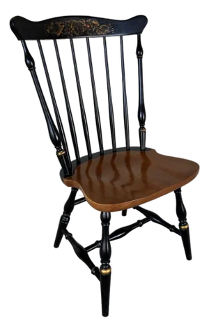 L. Hitchcock Black Harvest Maple Fan Back Windsor Side Chair