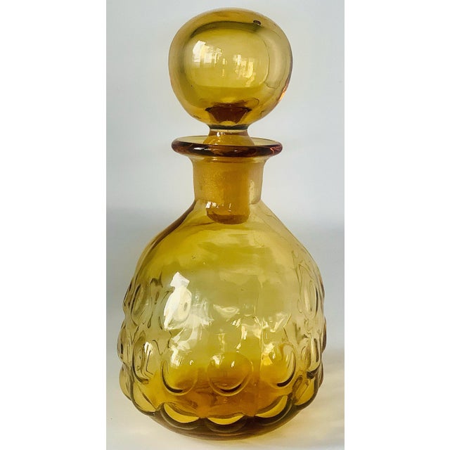 Saffron Rare Vintage Blenko Joel Myers Designed Petite Glass Decanter With Stopper in Wheat, Circa 1971, Style 715 For Sale - Image 8 of 11