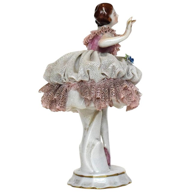 Rococo Ballerina Figurine in Porcelain from Volkstedt, Germany, 1920s For Sale - Image 3 of 7