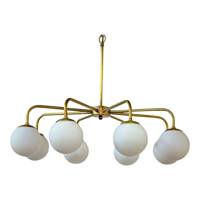 NOIR Larenta Chandelier in Antique Brass in Metal and Glass For Sale