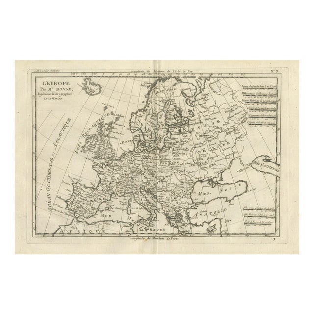 Europe Map by Rigobert Bonne, 1780 For Sale