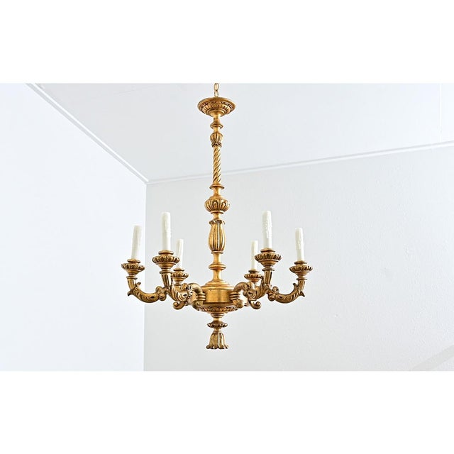 French 19th Century Carved Giltwood Neoclassical Chandelier For Sale - Image 11 of 12