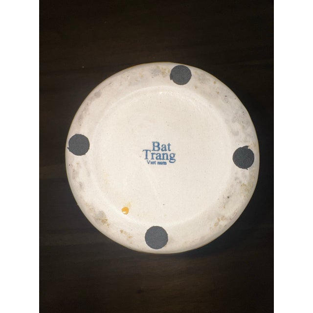 Vintage Bát Tràng Sculptural Ceramic Vase With 3d Floral Applique For Sale - Image 4 of 6