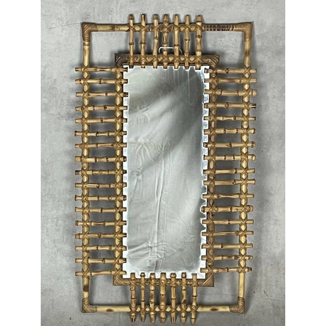 Rectangular bamboo and rattan mirror, Italy, 1950s.