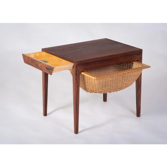 Severin Hansen Sewing Table in Rosewood by Severin Hansen for Haslev, 1950s For Sale - Image 4 of 9