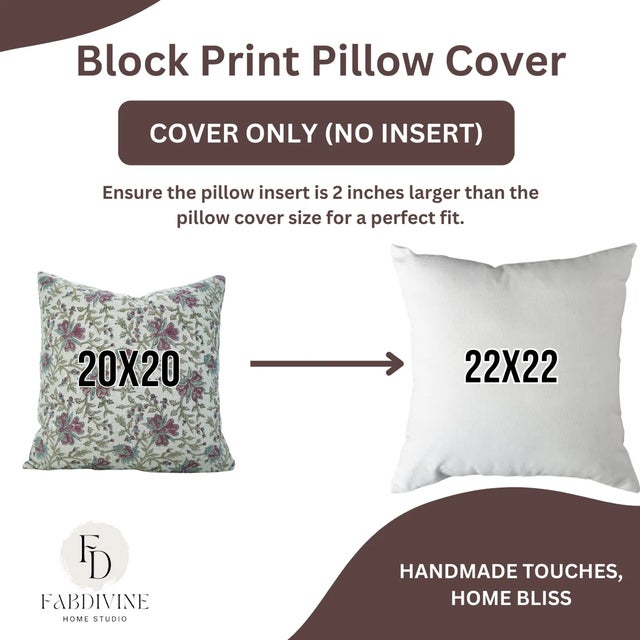 Not Yet Made - Made To Order Fabdivine Decorative Block Print Cushion Cover 26x26 Inch Viscose Linen- Neerabel For Sale - Image 5 of 5