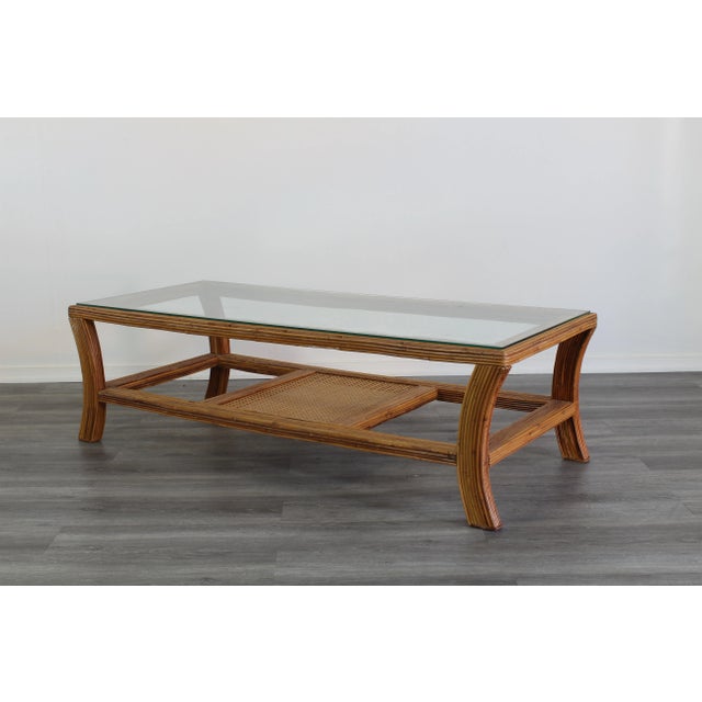 Mid-Century Modern Vintage Pencil Reed Two Tiered Coffee Table For Sale - Image 3 of 11